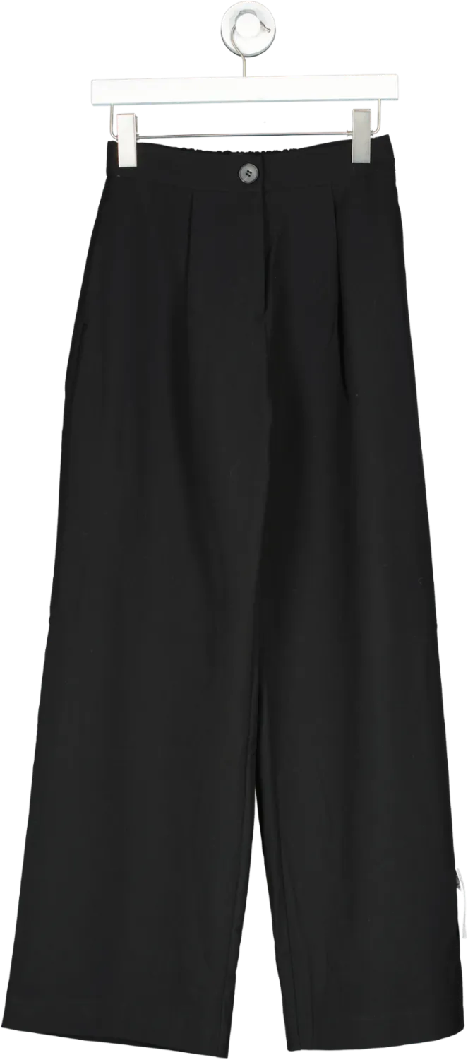 ASOS Black Wide Leg Pleated Trousers UK 8