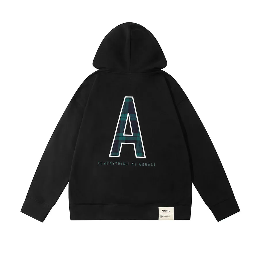 ASUSL CHECKS LOGO HOODIES-BLACK