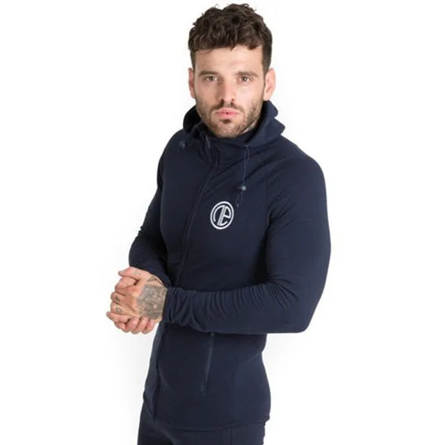 Autumn New Mens Skinny Hoodies Sweatshirts Male Gyms Fitness Bodybuilding Joggers Sportswear Casual Fashion Cotton Zipper Jacket