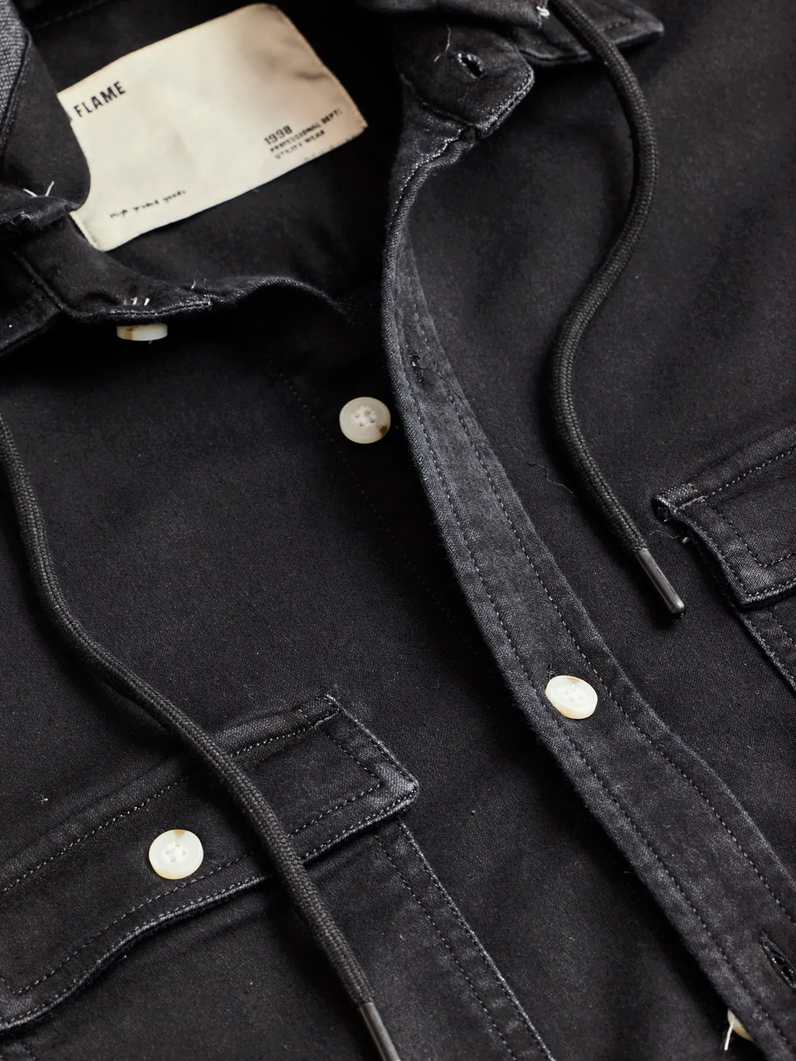 Black Hooded Denim Shirt