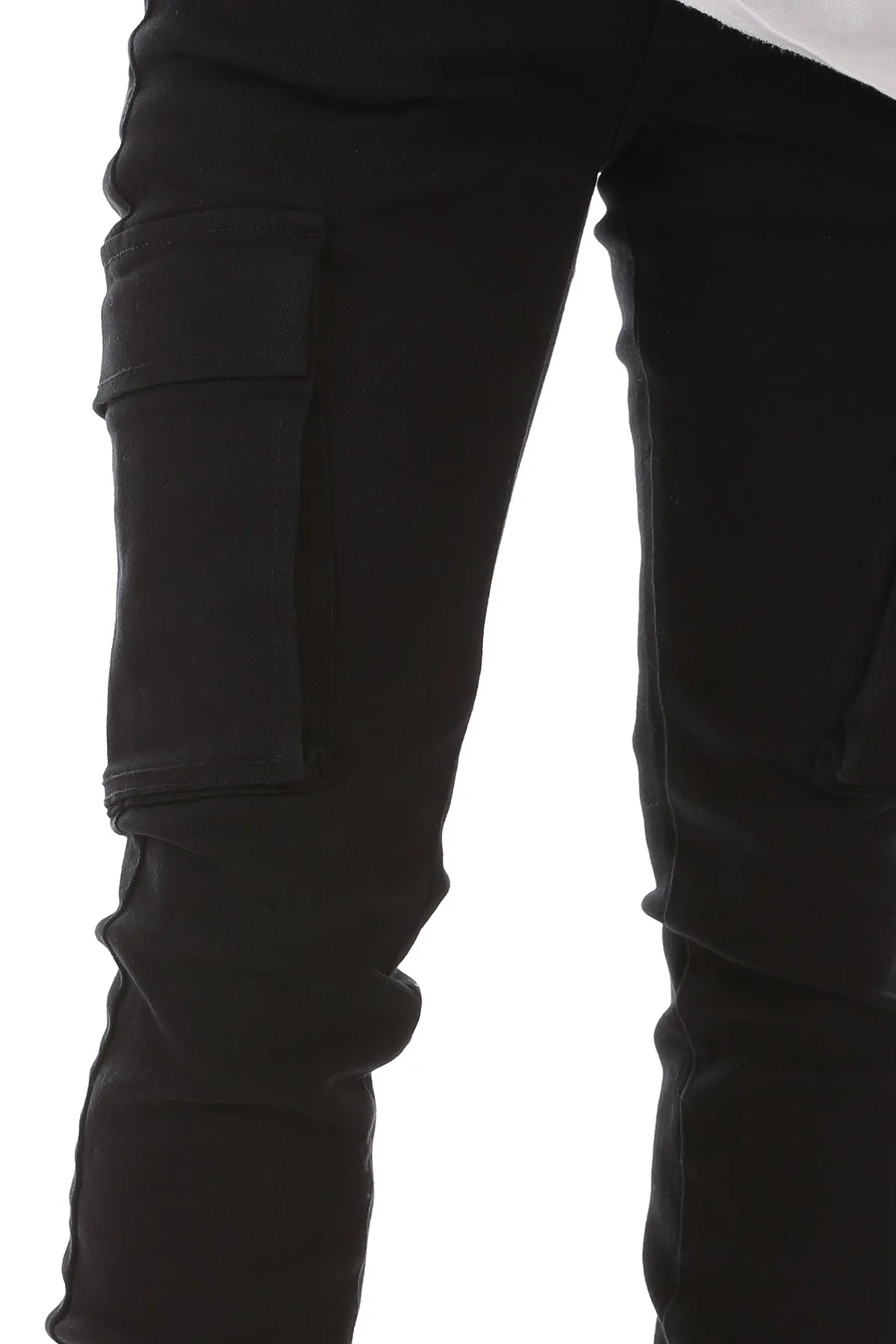 Black Stacked Men Jeans big Pocket Flare Style