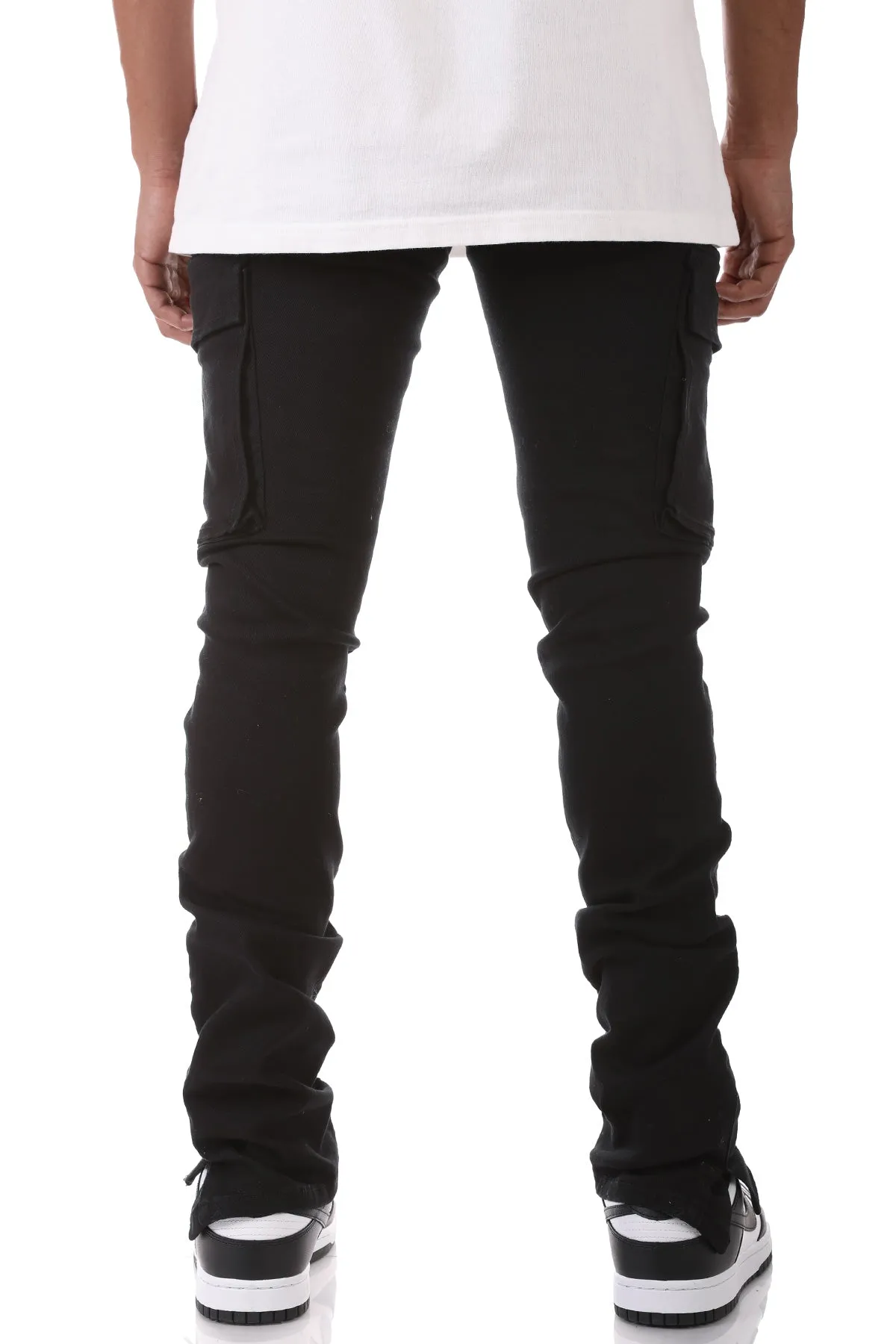 Black Stacked Men Jeans big Pocket Flare Style