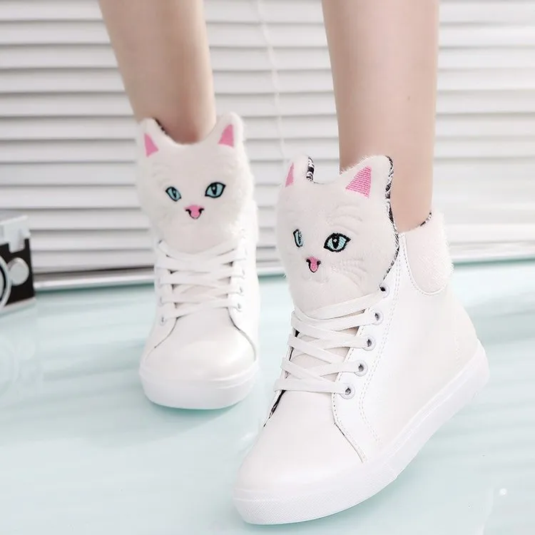 Black/White Kawaii Kitty High Sneakers AD11730