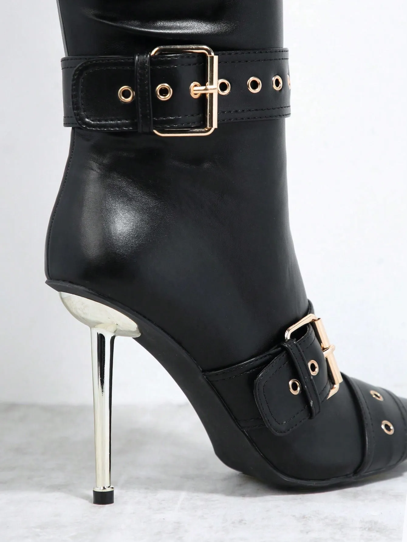 Buckle Detail Knee High Boots