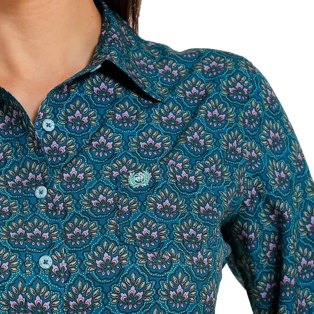 Cinch Women's ArenaFlex Floral Print Button-Down Shirt