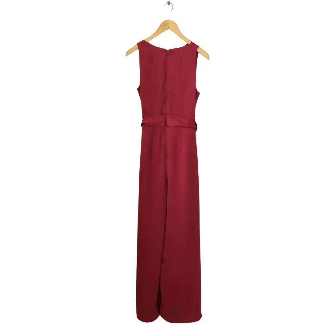 Coast Maroon Satin Sleeveless Jumpsuit | Brand New |