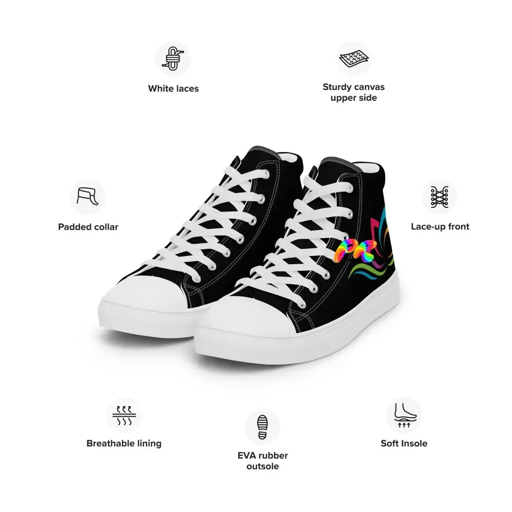 Colorful Lotus Women’s High Top Canvas Shoes