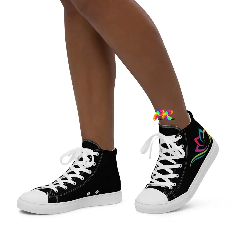 Colorful Lotus Women’s High Top Canvas Shoes