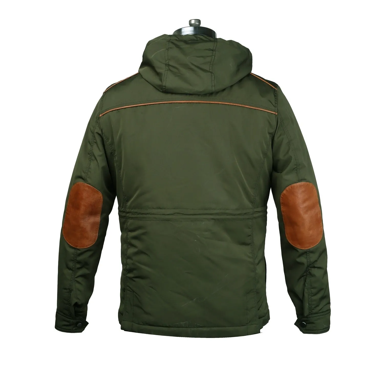 Concealed Zipper Hood Green Puffer Jacket by Brune & Bareskin