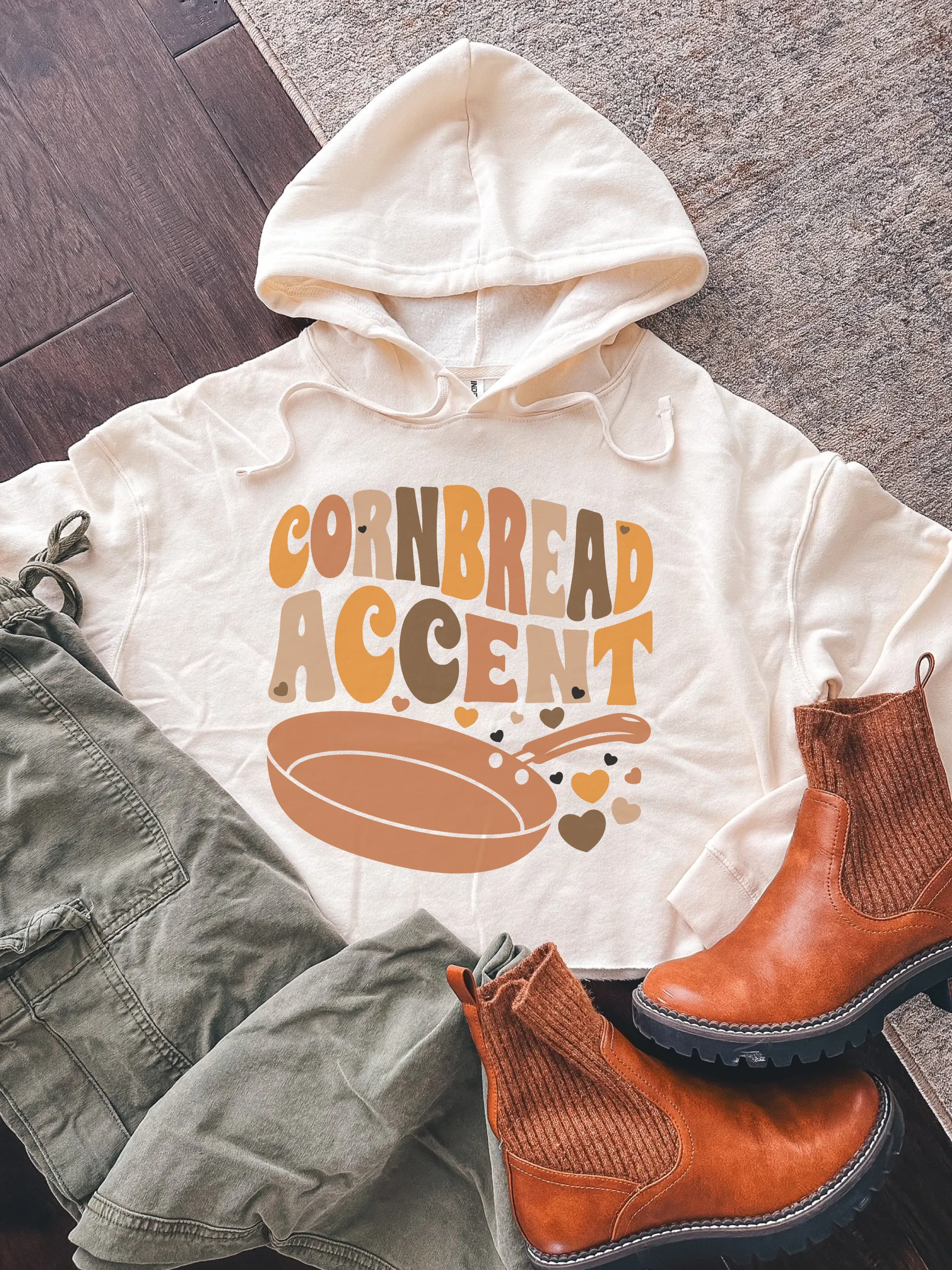 Cornbread Accent Cropped Hoodie