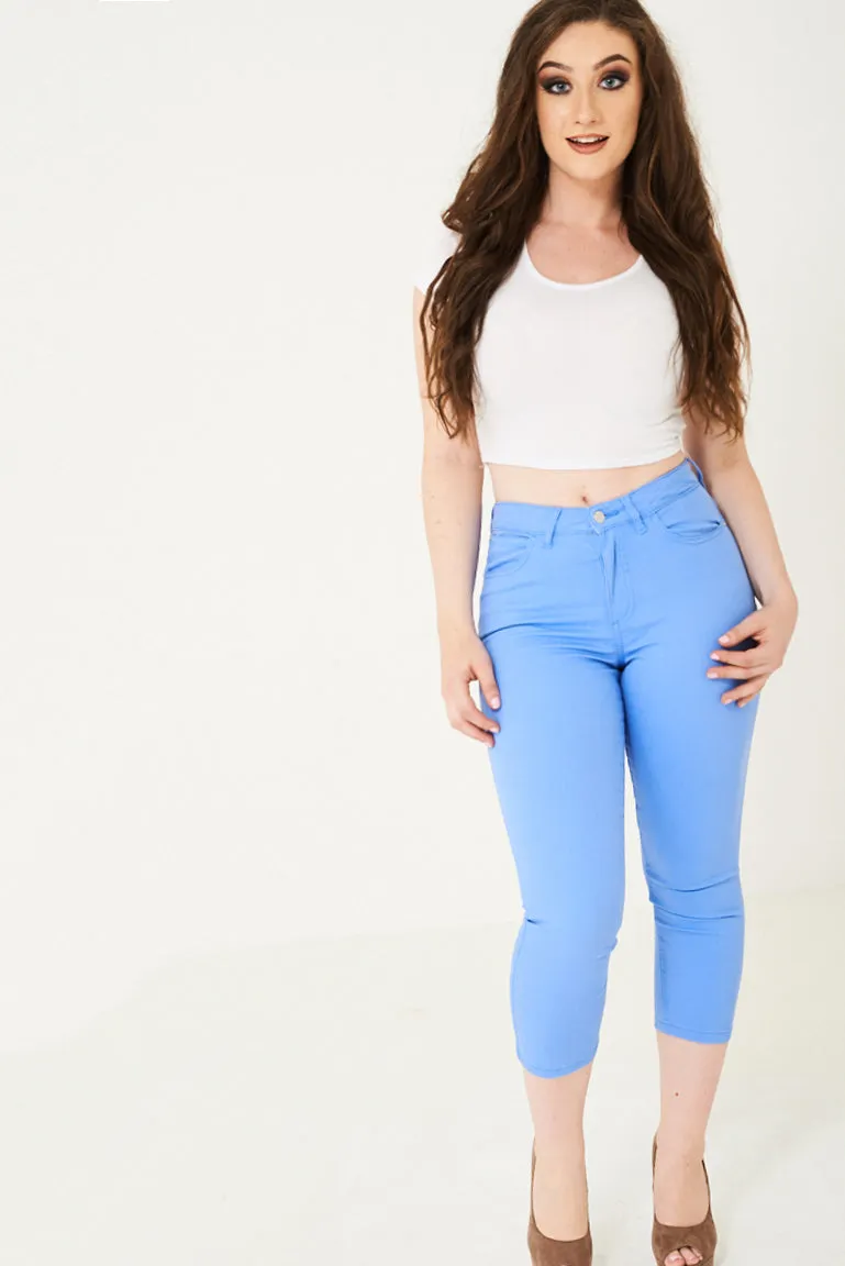 Cropped Skinny Jeans in Blue Ex Brand