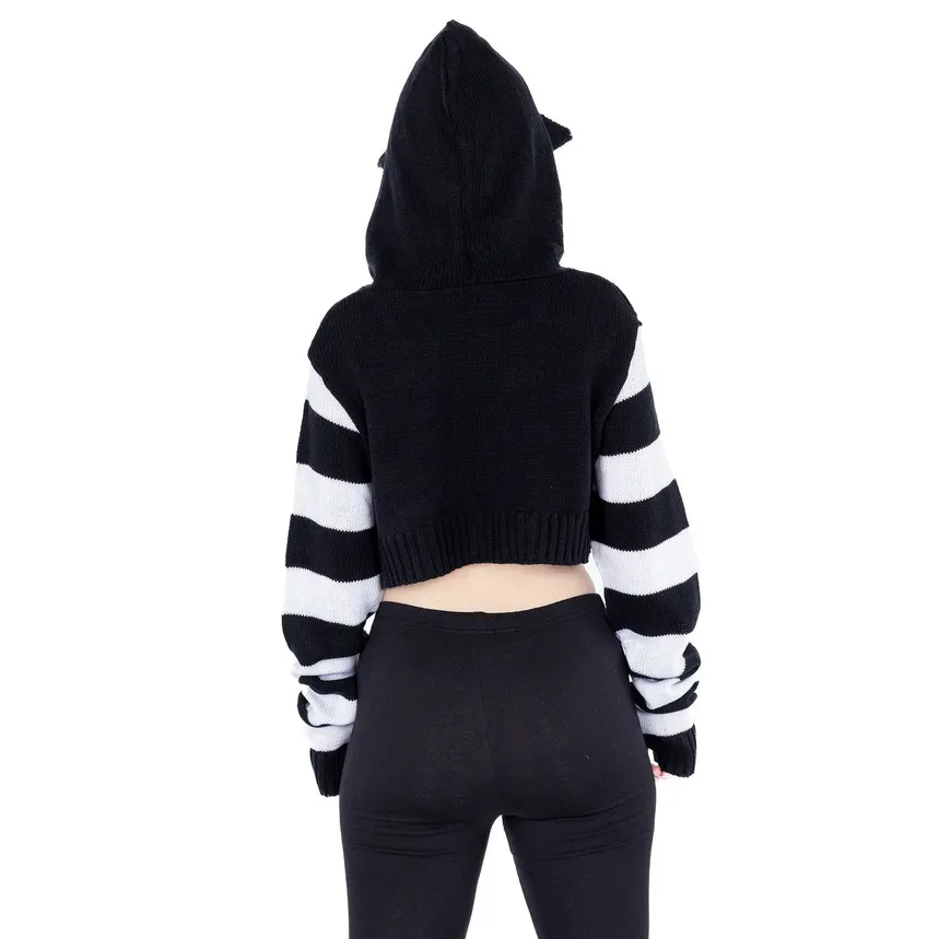 CUTE KITTY HOOD - BLACK/WHITE