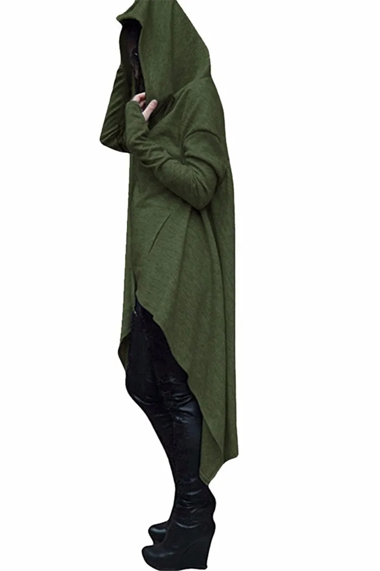 Faith Long Asymmetrical Hem Hoodie with Center Pocket - S-5XL - 4 Colors