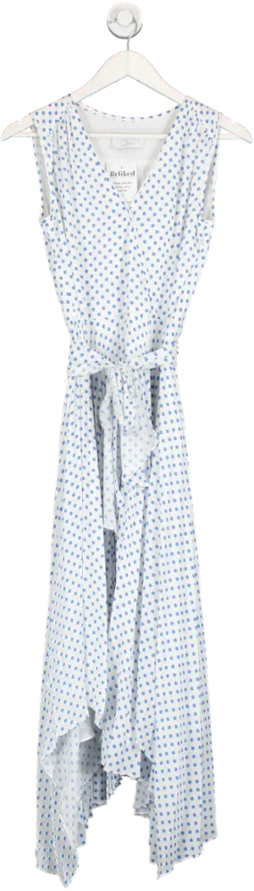 Fenn Wright & Mason White Polka Dot Dress With Pleated Skirt UK S