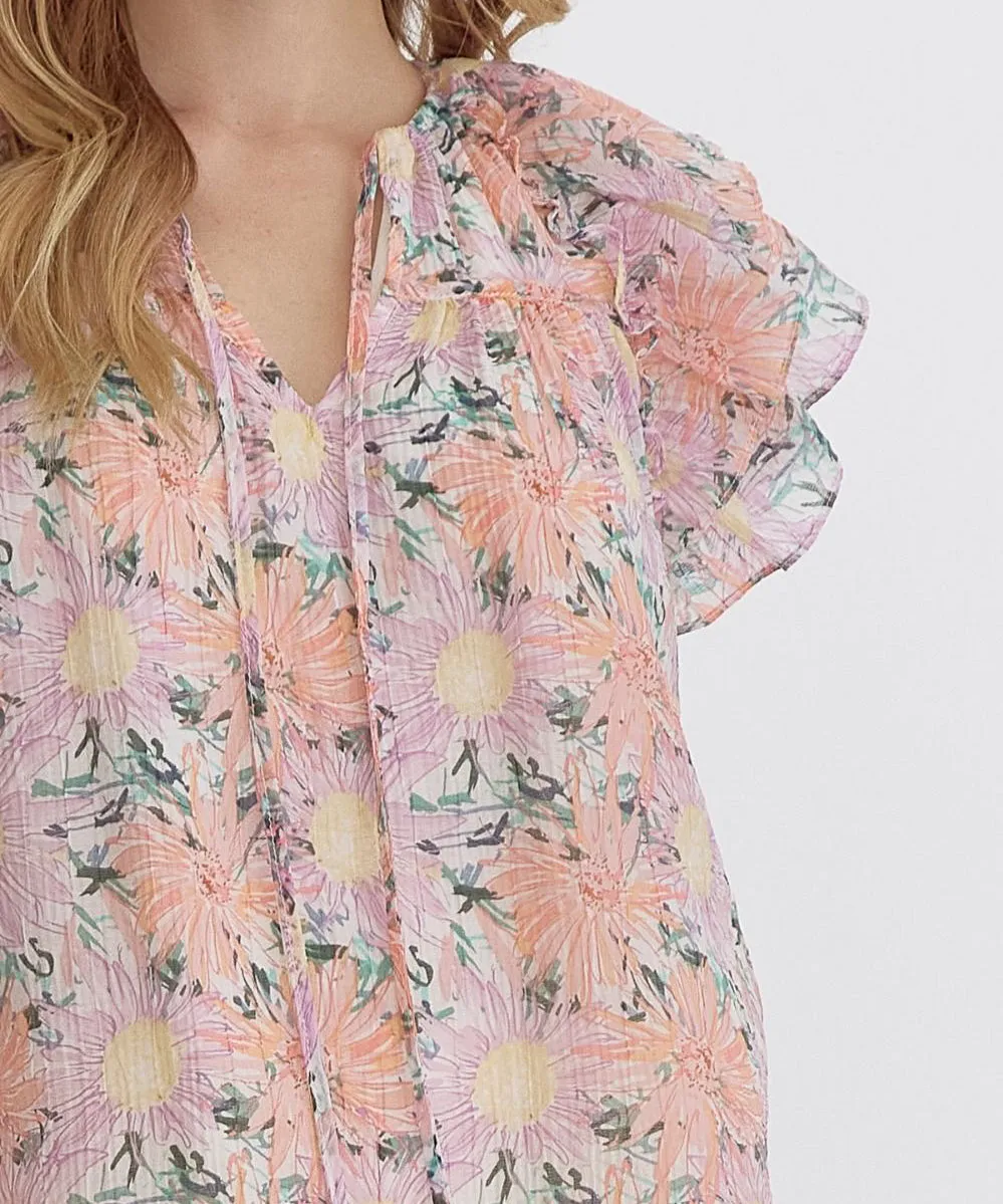 Floral Print Top - Pink Multi