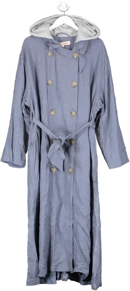 Free People Blue Charlie Trench In Moonlight UK L