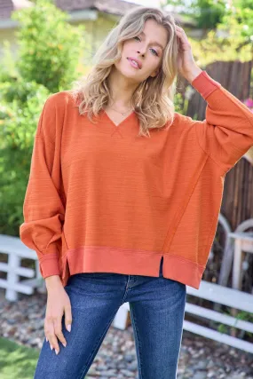 Hailey & CO Long Sleeve Raw edge pullover top