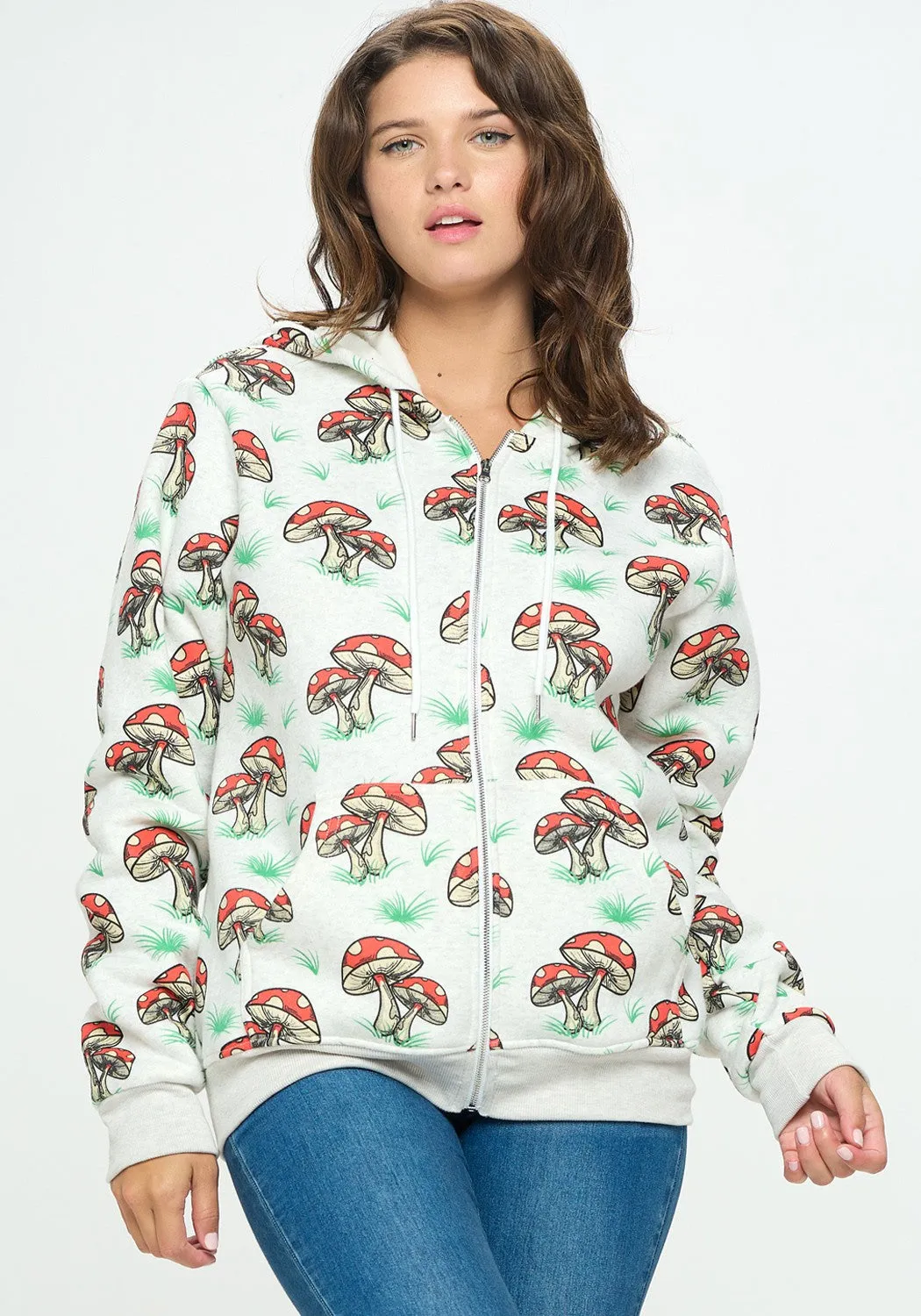 Hoody - Zip Colorful Mushroom