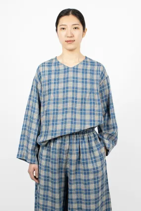 Indigo Check Pullover Light Indigo/Natural