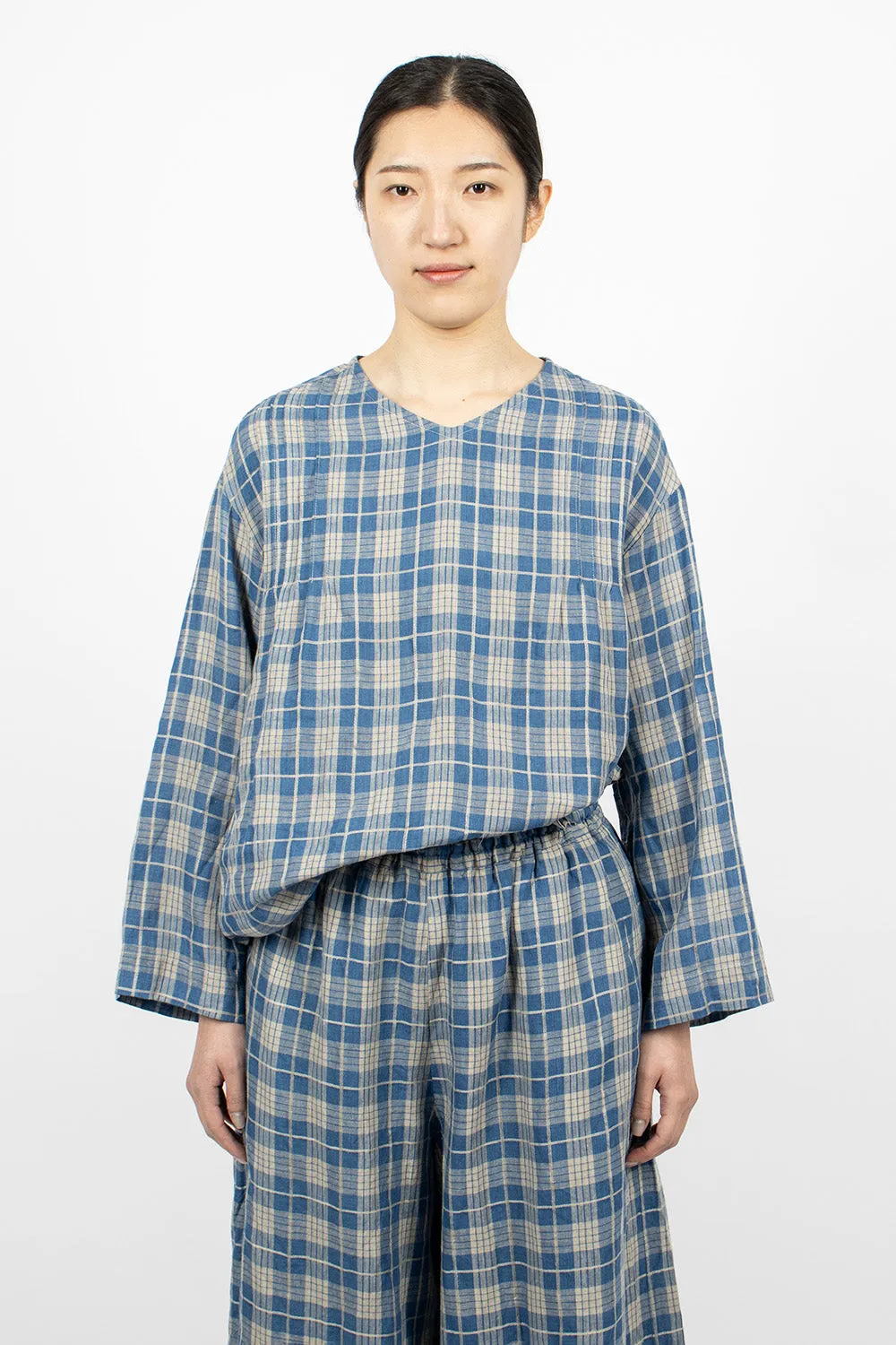 Indigo Check Pullover Light Indigo/Natural