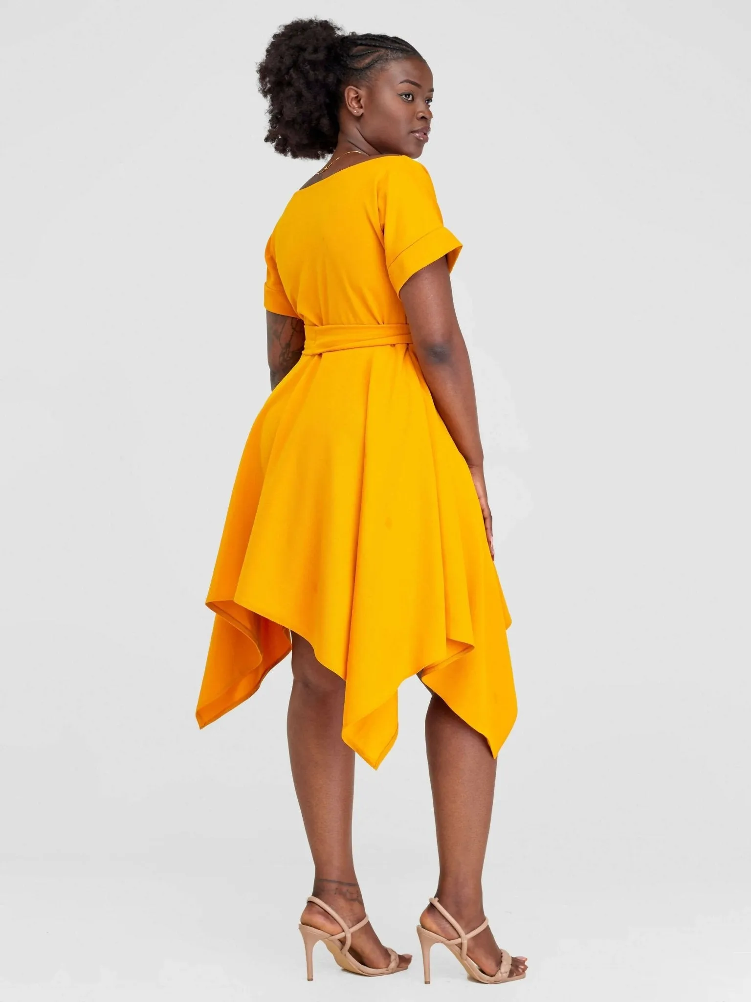 Jolly Fancy Wear Boat Neck Dress - Mustard