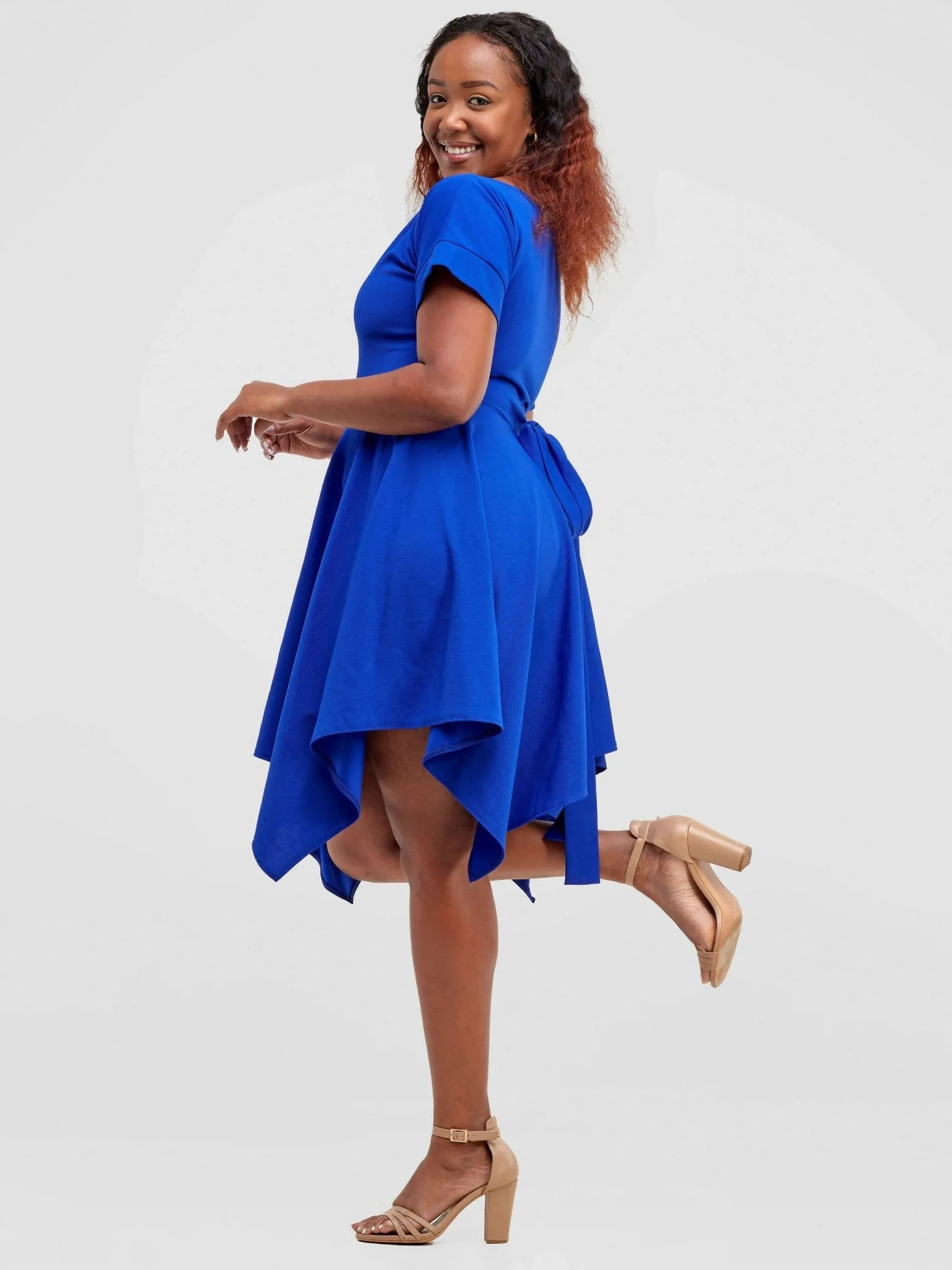 Jolly Fancy Wear Boat Neck Dress - Royal Blue