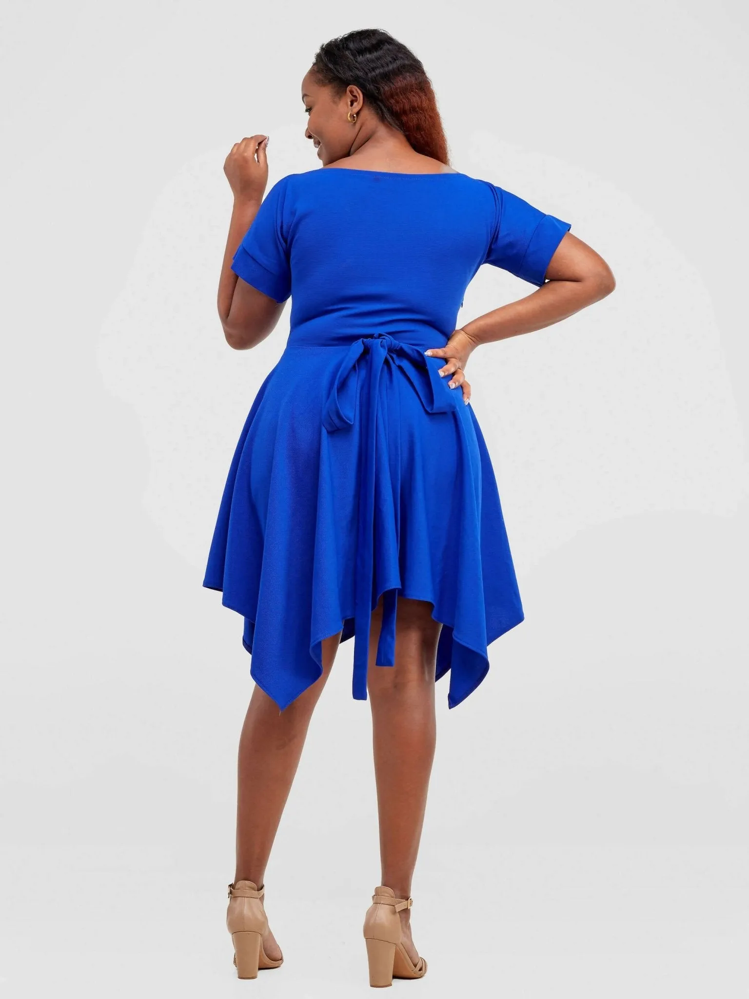 Jolly Fancy Wear Boat Neck Dress - Royal Blue