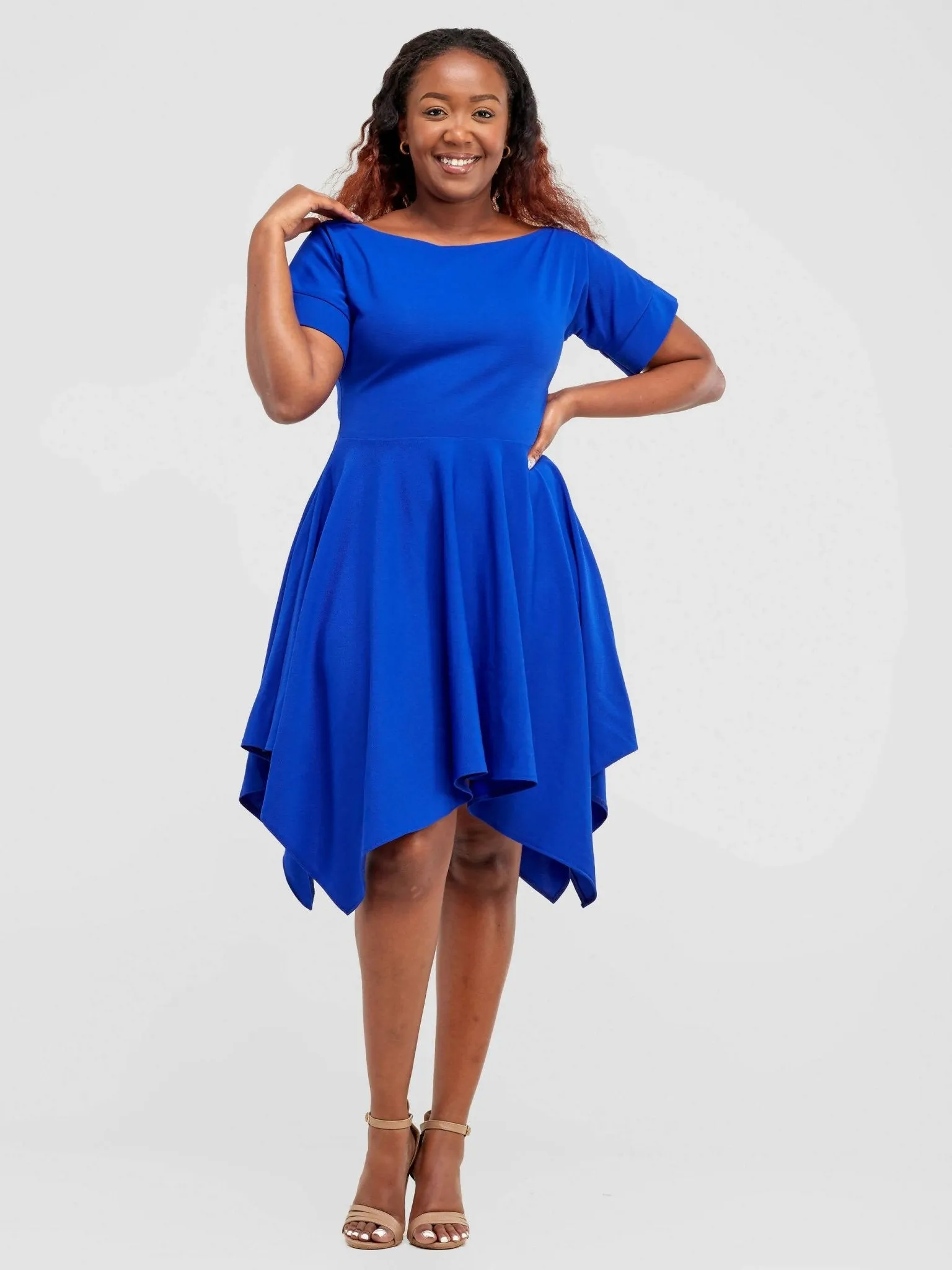 Jolly Fancy Wear Boat Neck Dress - Royal Blue