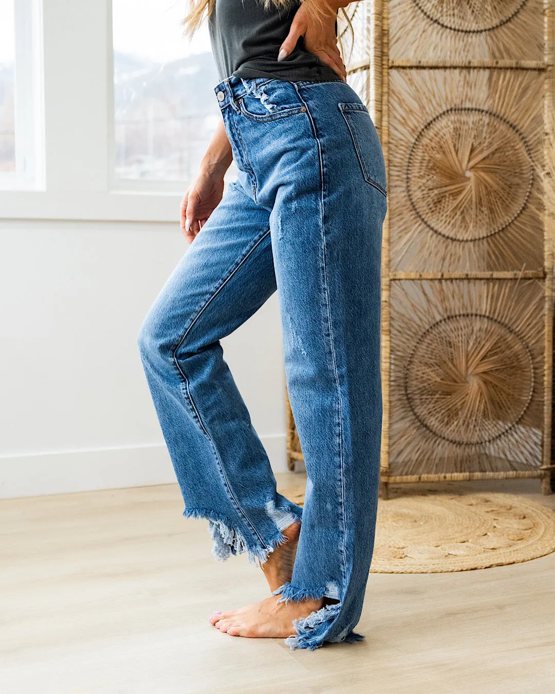 KanCan Selena Rigid Distressed Straight Jeans