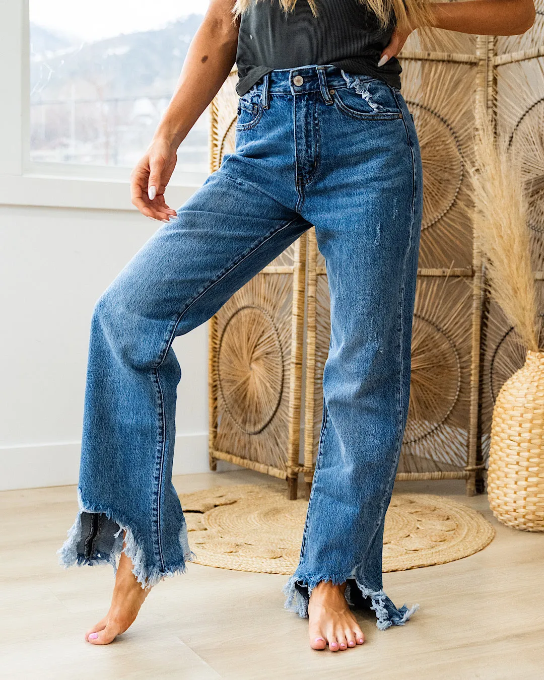 KanCan Selena Rigid Distressed Straight Jeans