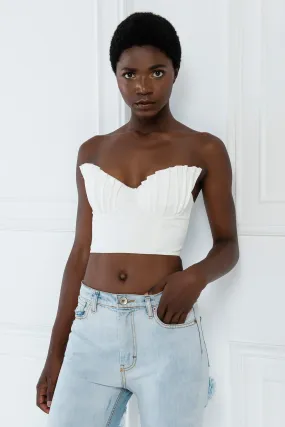 Kiki Riki Ariel Pleated Shell Bust Crop Bustier Top - White