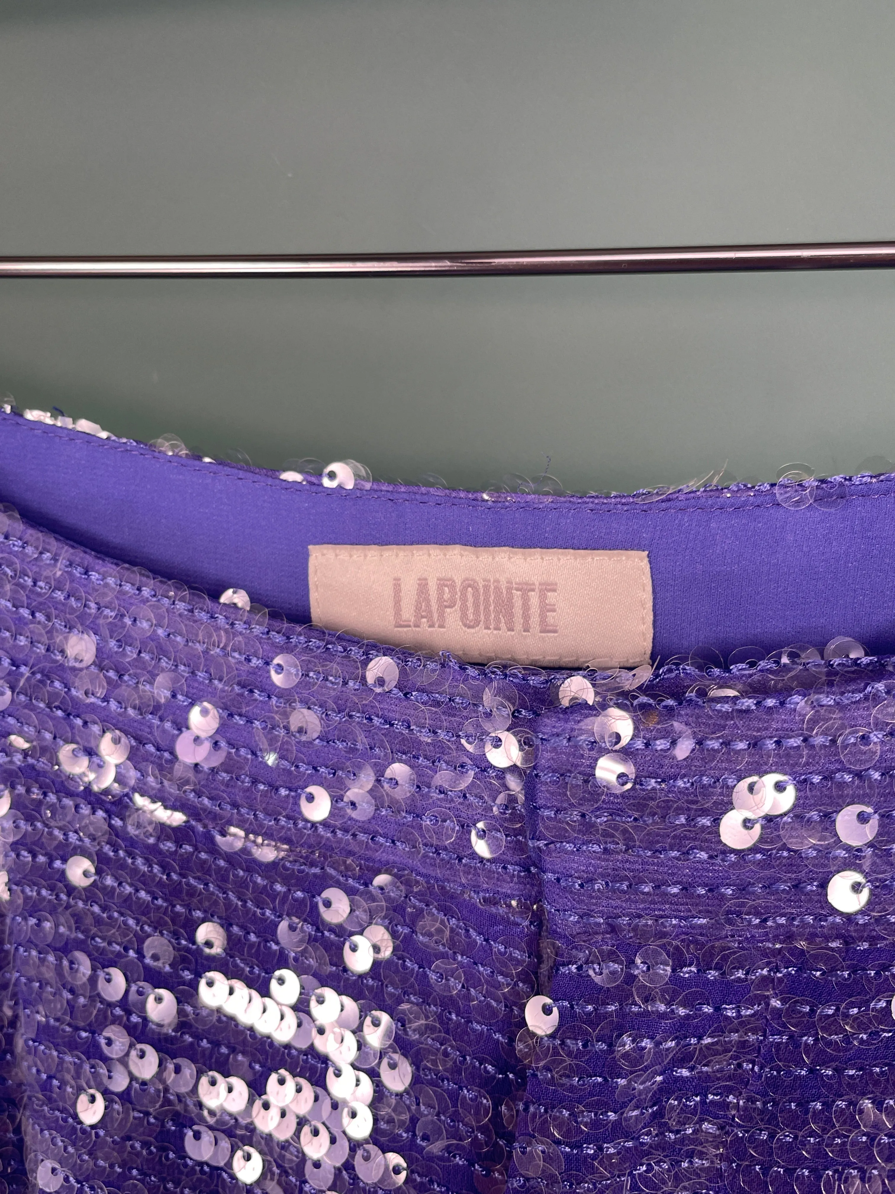 Lapointe Purple Sequin Pleated Trousers UK 10