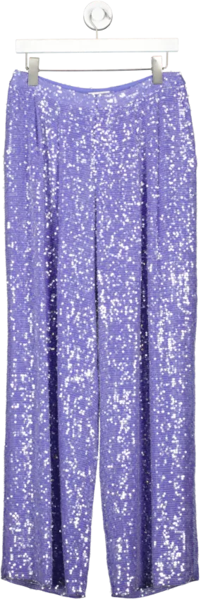 Lapointe Purple Sequin Pleated Trousers UK 10