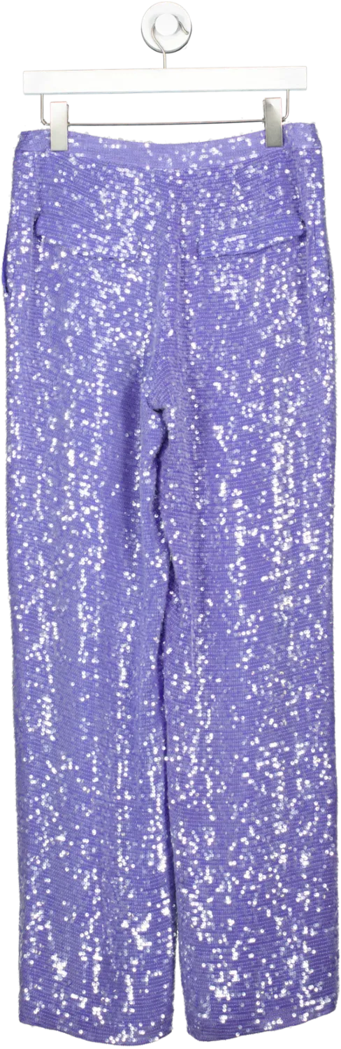 Lapointe Purple Sequin Pleated Trousers UK 10