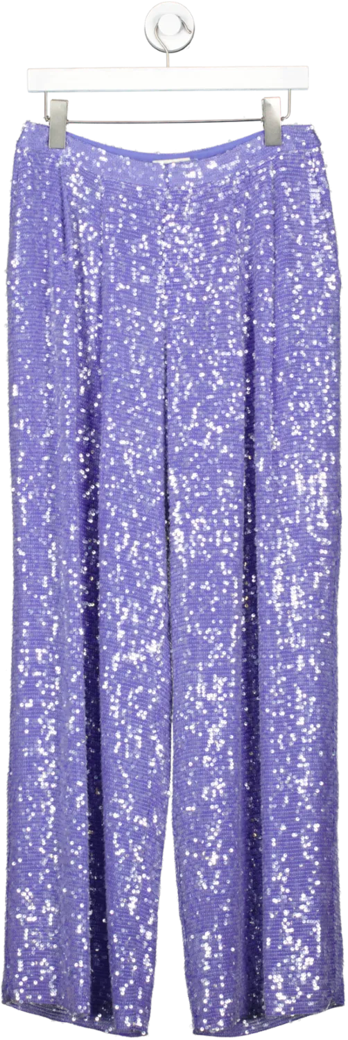 Lapointe Purple Sequin Pleated Trousers UK 10