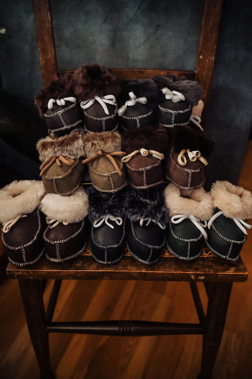 'LUCKY DIP' Dark Brown Baby Sheepskin Booties