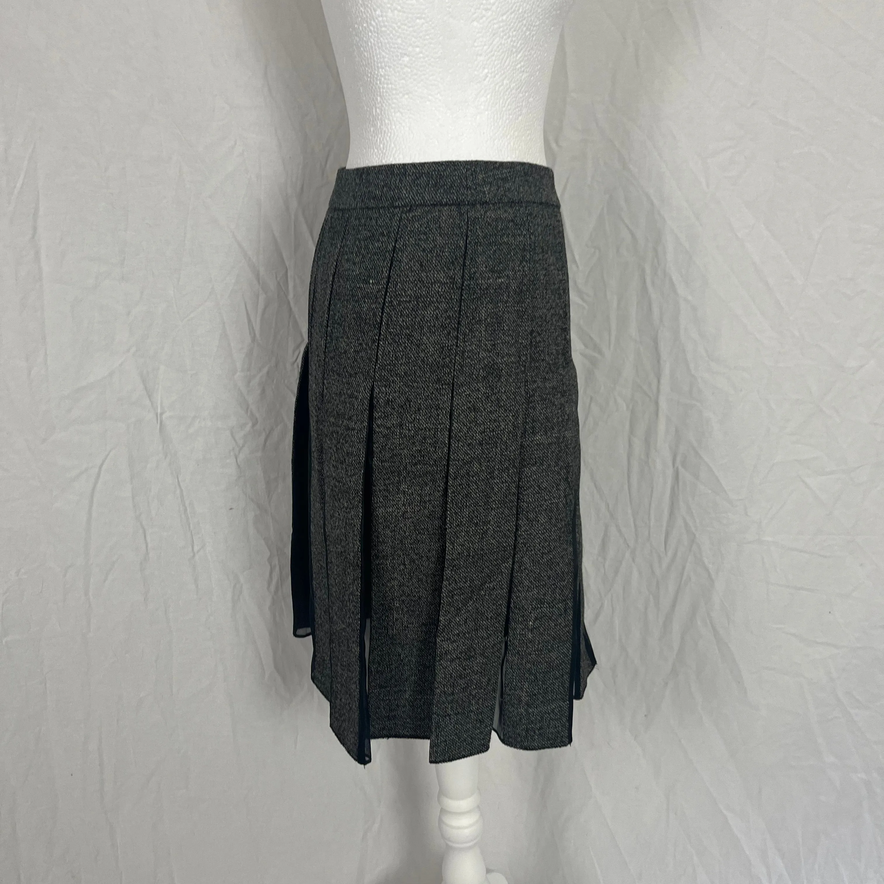 Marni Black Tweedy Pleat Midi Skirt XS