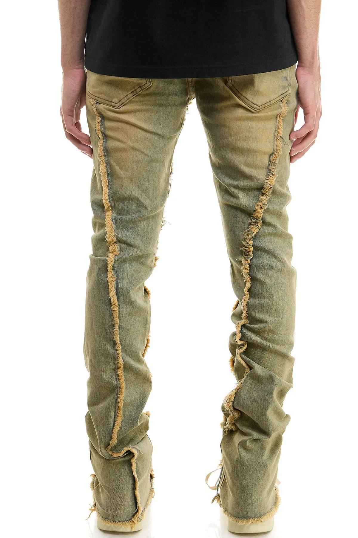 Men Stacked Jeans in Stretch Tinted Denim