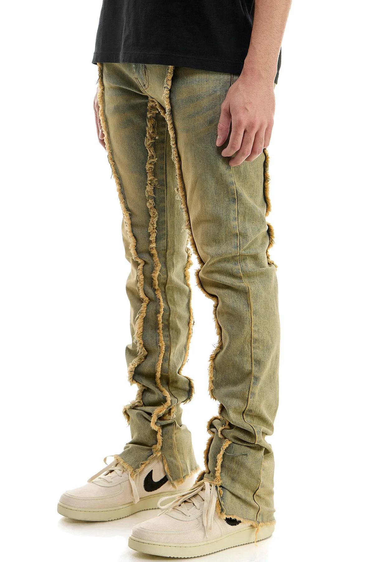 Men Stacked Jeans in Stretch Tinted Denim