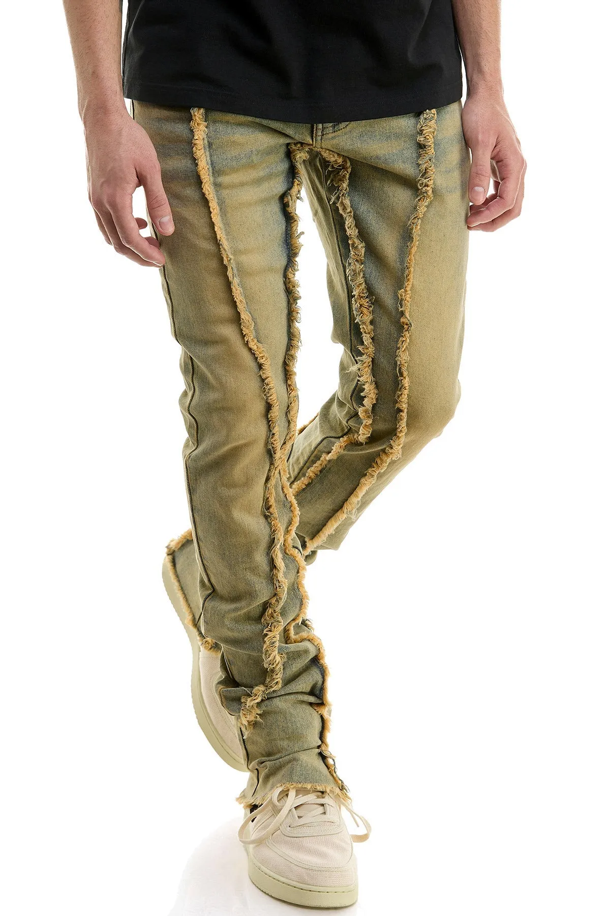 Men Stacked Jeans in Stretch Tinted Denim