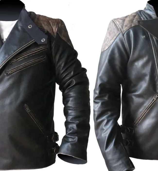 Men’s Biker Vintage Black Retro Rider Leather Jacket With Skull