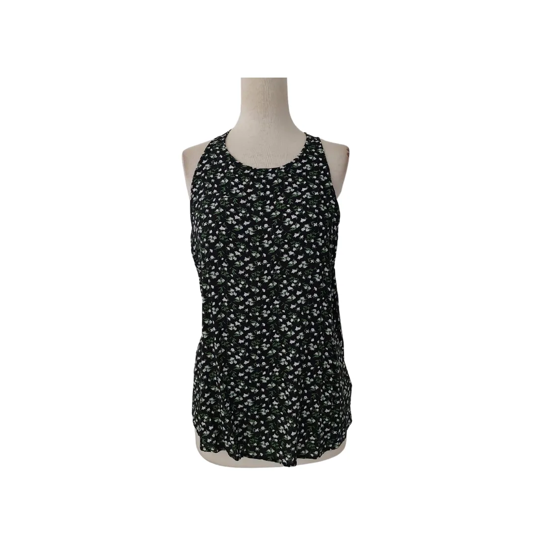 Old Navy Black & Green Floral Printed Sleeveless Top | Pre Loved |