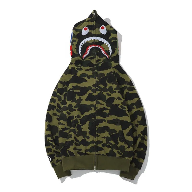 Padded Camouflage Luminous Zipper Hoodies