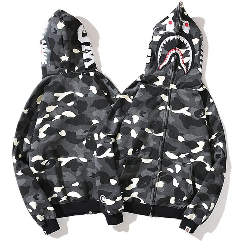 Padded Camouflage Luminous Zipper Hoodies