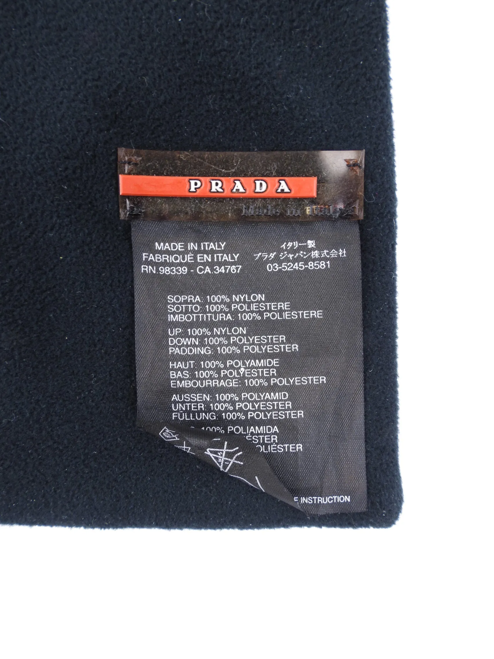 Prada Sport Grey and Black Padded Nylon Scarf