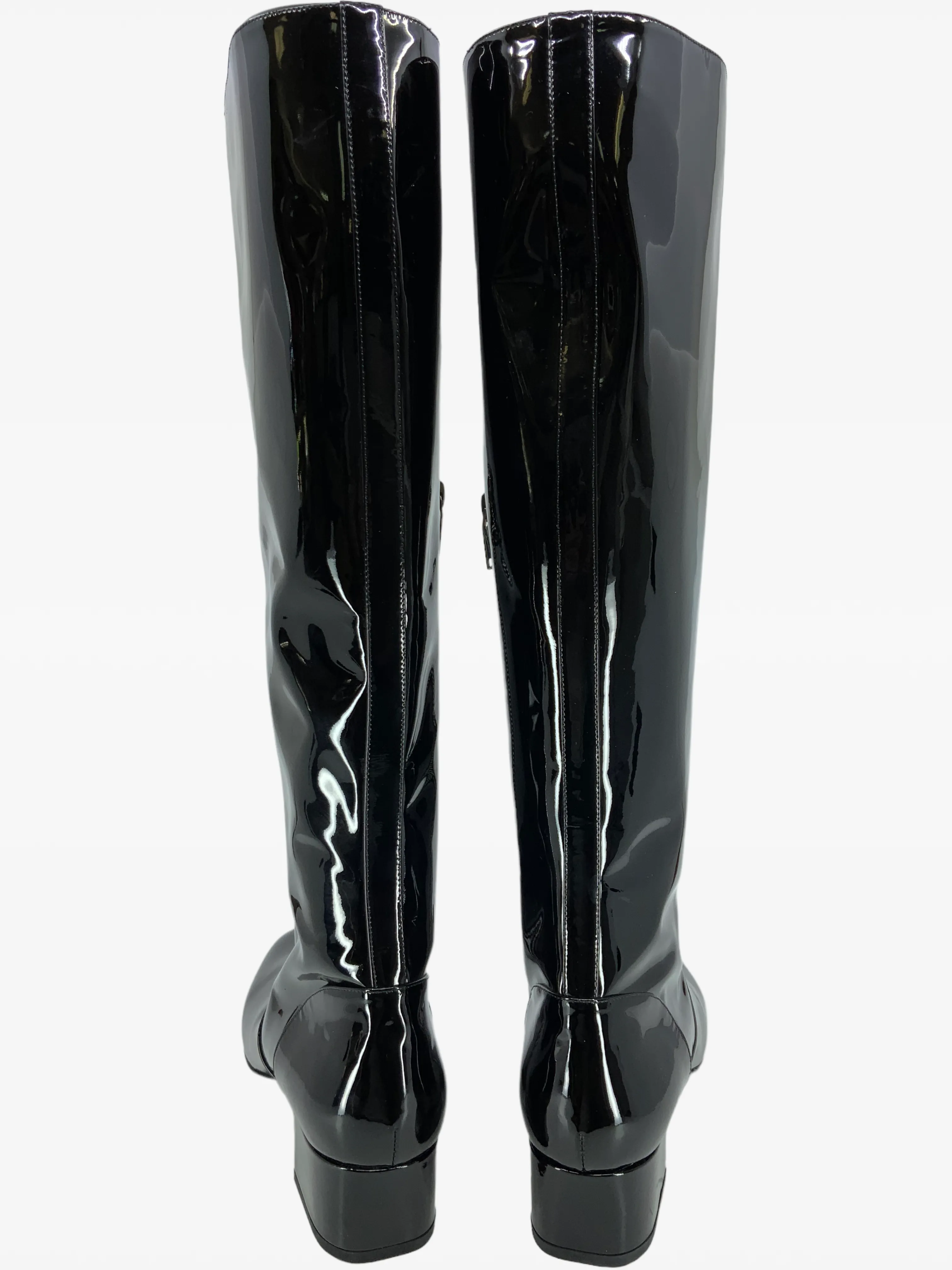 Saint Laurent Patent Leather Mid Calf Boots Size 9