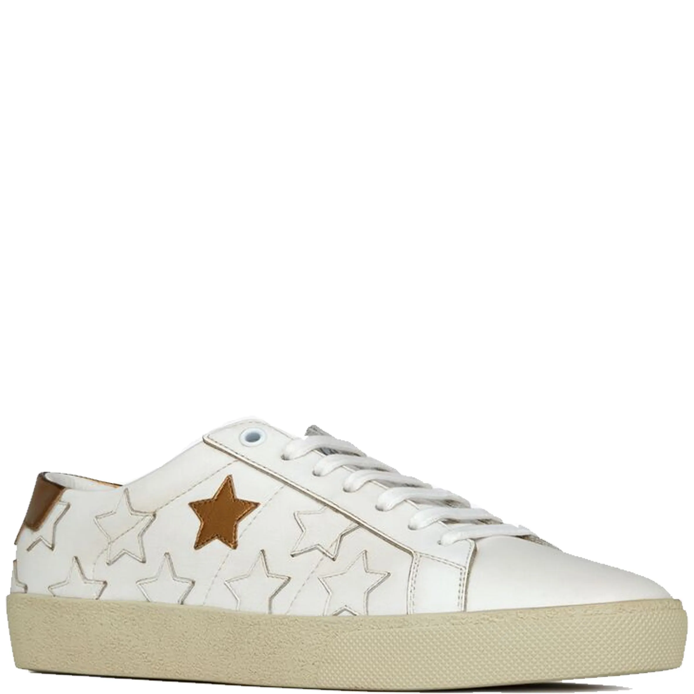 SL06 Gold Star Canvas Sneakers, White/Gold