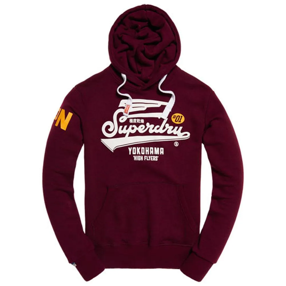 Superdry Mens High Flyer Reworked Hoodie - Rich Burgundy