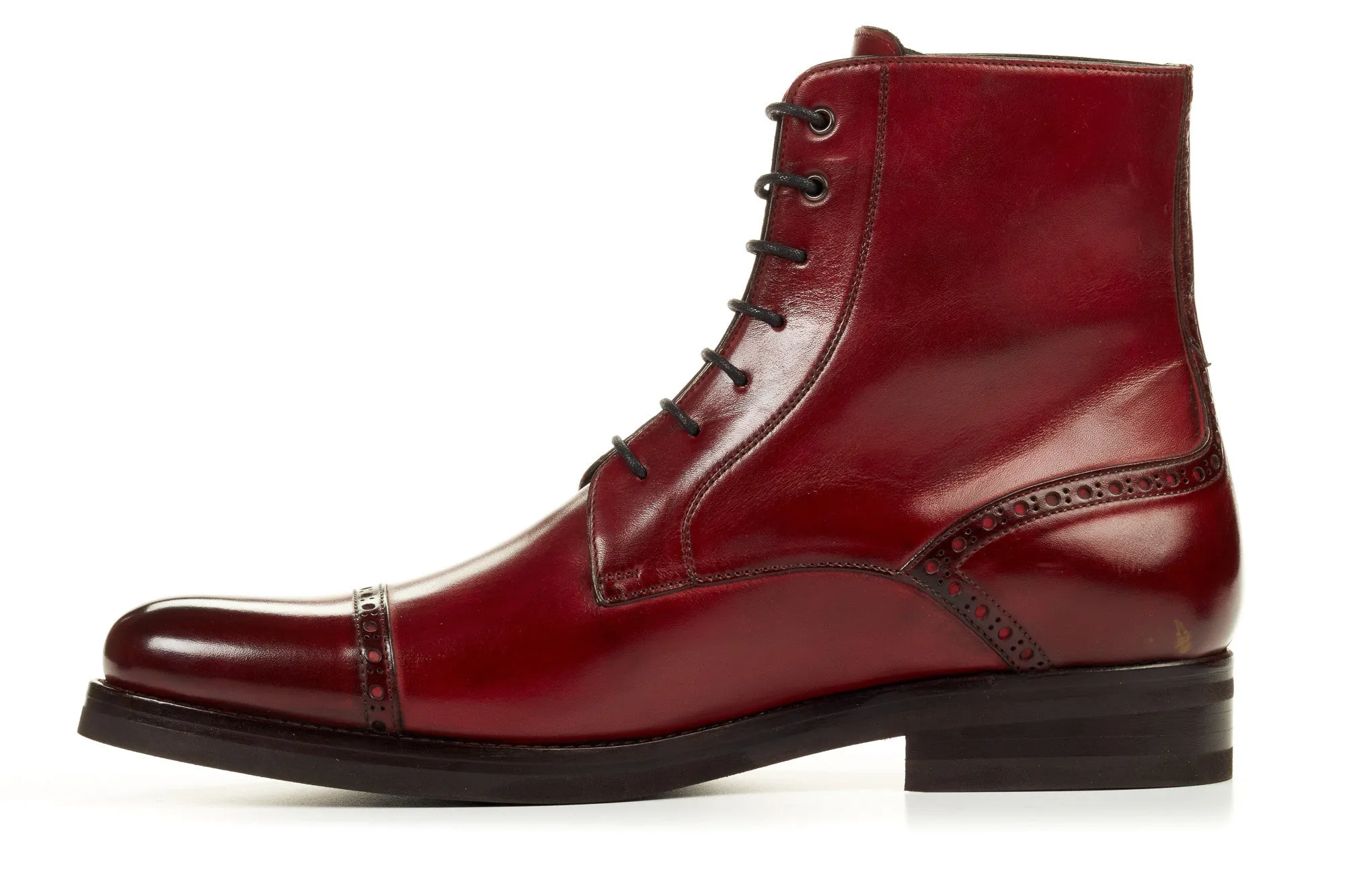 The Presley Lace-Up Boot - Oxblood - Rubber Sole