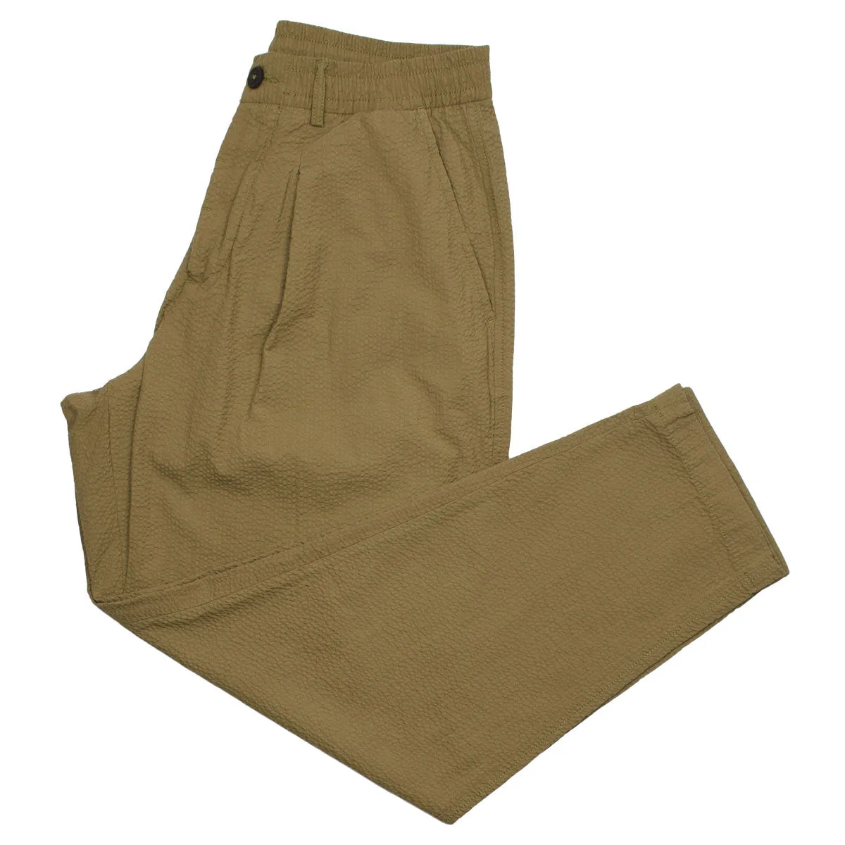 Universal Works - Pleated Track Pant Cotton Seersucker - Olive